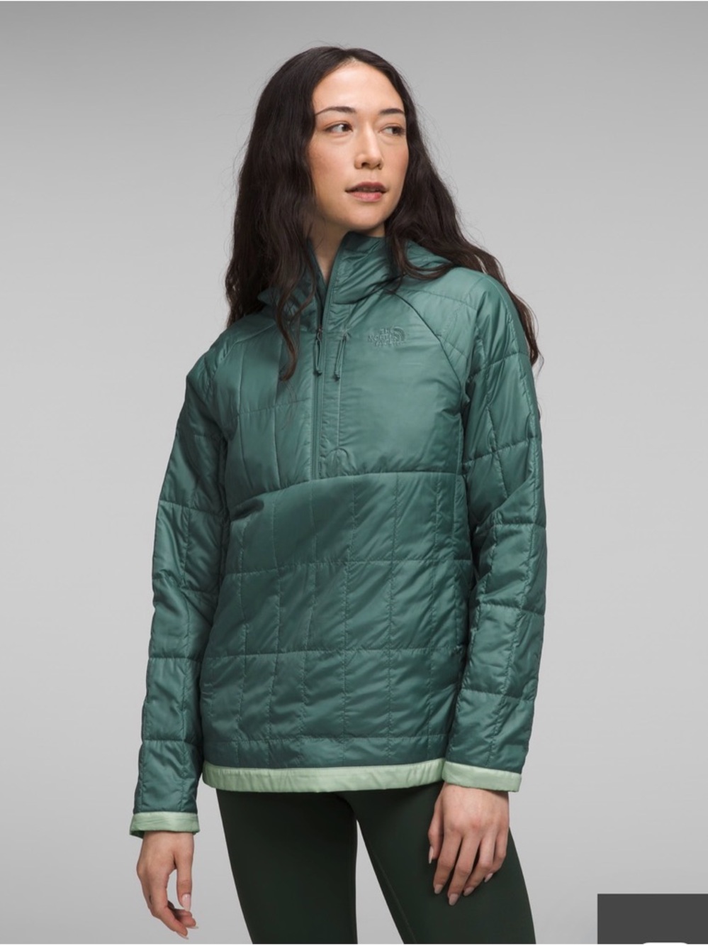 The North Face Women's Circaloft Pullover - Teal Green with Light Trim